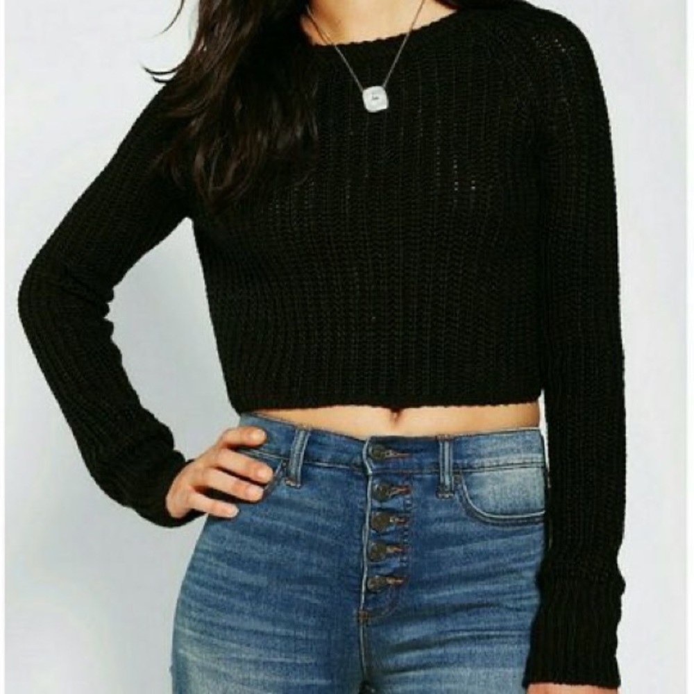 UO Kimchi Blue Black Cropped Sweater
